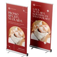 Mobilus dvipusis roll up stendas (plakatas + konstrukcija)