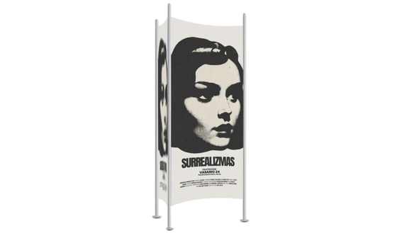 Popieriniai plakatai tripusiams stovams