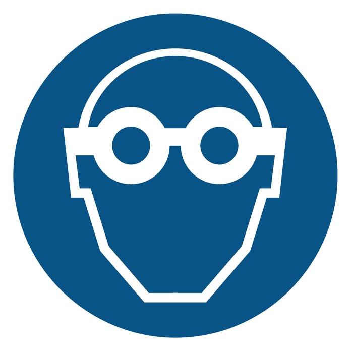 Ženklas „Būtina naudoti apsauginius akinius“