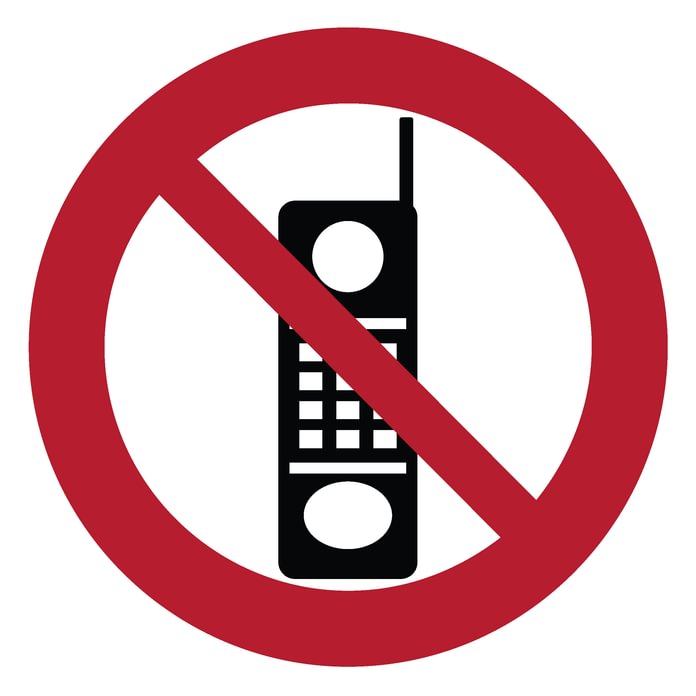 Ženklas „Draudžiama naudotis mobiliuoju telefonu“