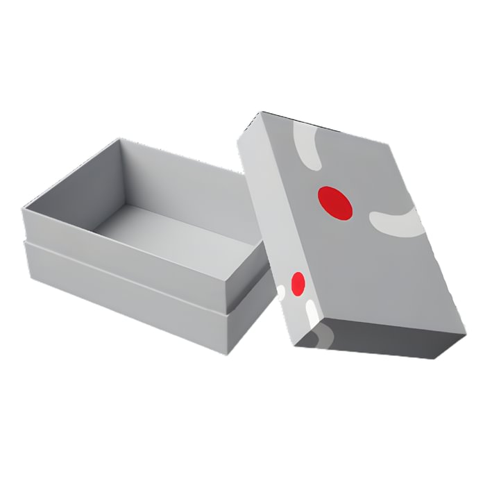 Dviejų dalių kakliuko tipo knyginio kartono pakuotė