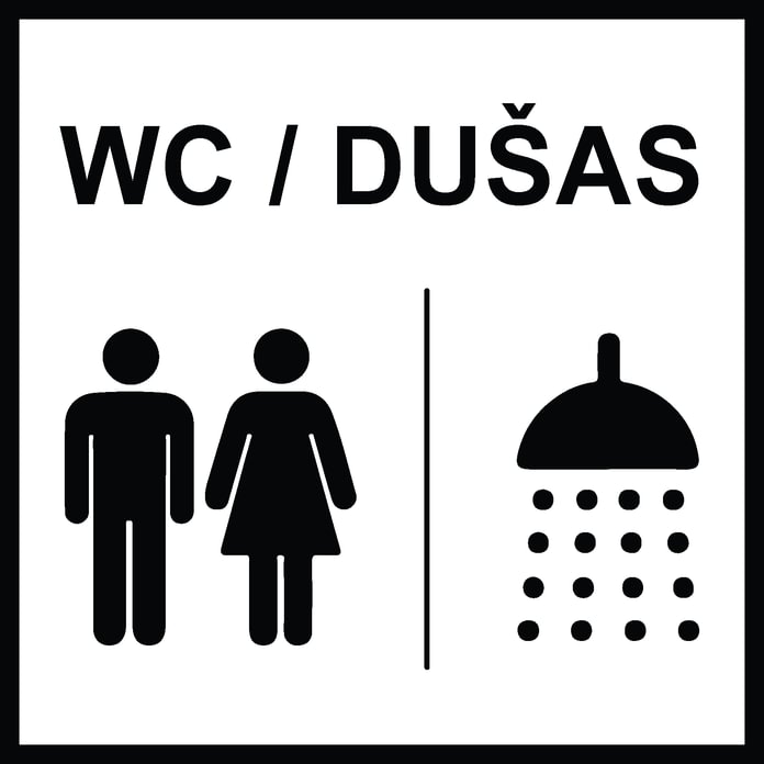 Ženklas „Bendro naudojimo sanitarinis mazgas (WC) / Dušas“