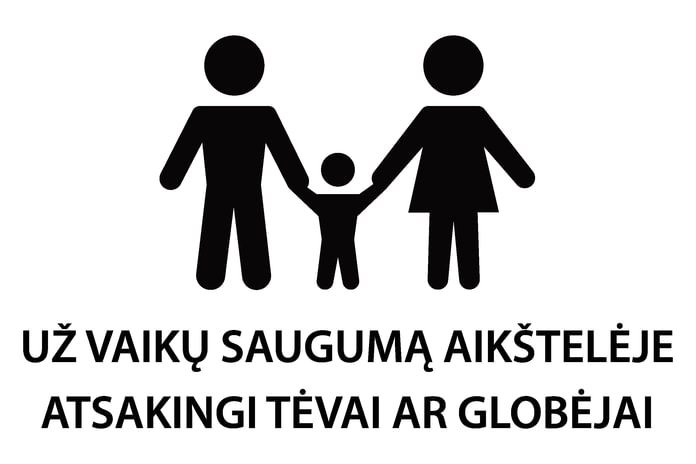 Ženklas „Už vaikų saugumą aikštelėje atsakingi tėvai ar globėjai“