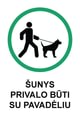 Ženklas „Šunys privalo būti su pavadėliu“