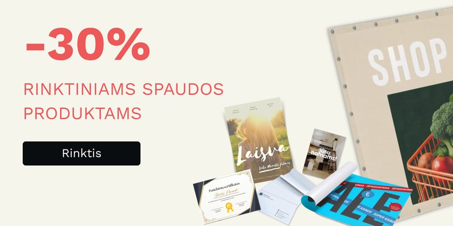 30% nuolaida rinktiniams spaudos produktams