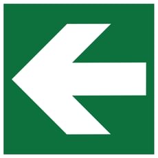 Ženklas „Avarinis išėjimas – krypties rodyklė“