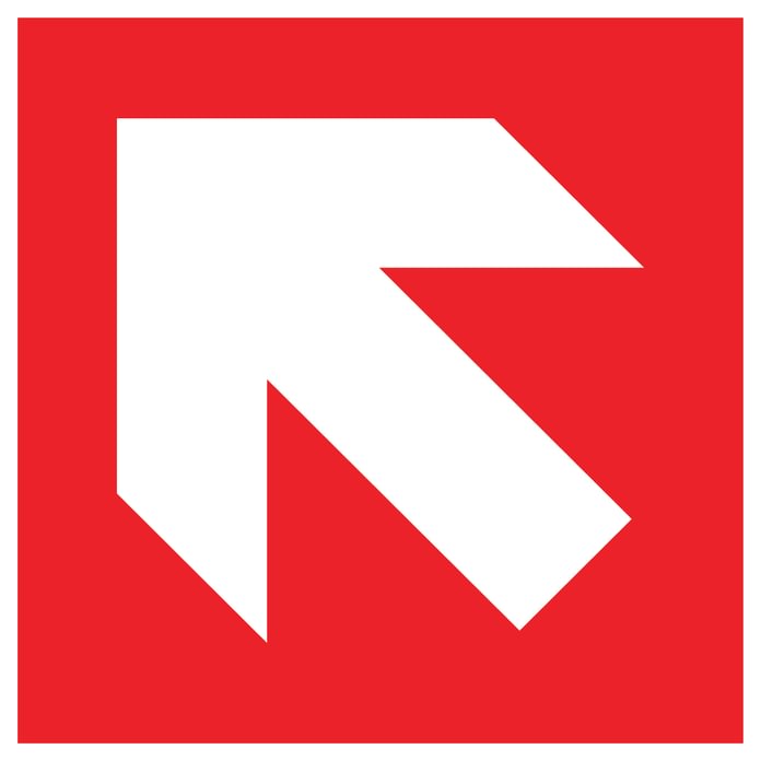 Ženklas „Krypties rodyklė“, 45 laipsnių