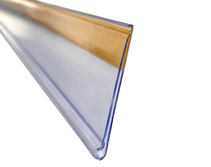 Skaidrios plastikinės kainų juostos standartiniam stendui displėjui
