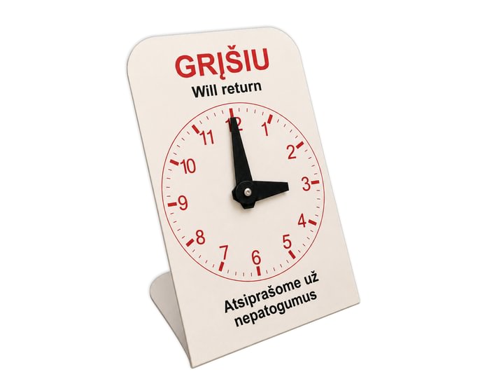 Pastatomas laikrodis „Grįšiu“