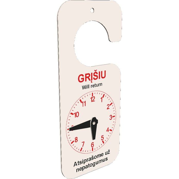 Pakabinamas laikrodis „Grįšiu“