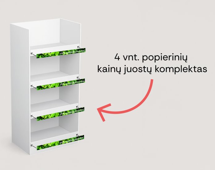 Popierinės kainų juostos standartiniam stendui displėjui