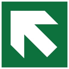 Ženklas „Avarinis išėjimas – krypties rodyklė“, 45 laipsnių