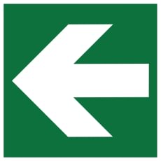 Ženklas „Avarinis išėjimas – krypties rodyklė“