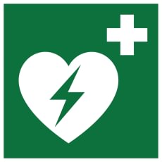 Ženklas „Automatinio išorinio širdies defibriliatorius įrenginio vieta“