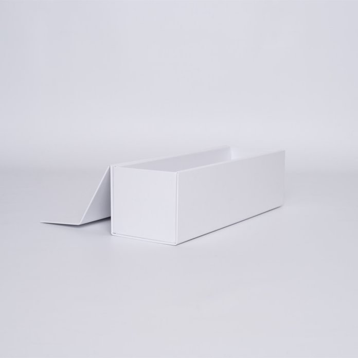 Balta magnetinė dovanų dėžutė buteliui, 33x9,5x9,5 cm 