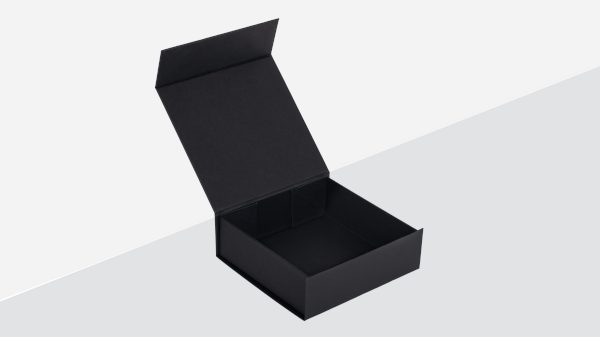 150x150x50mm standartinė juoda knyginio kartono rigid dovanų dėžutė su magnetiniu uždarymu Flexpro